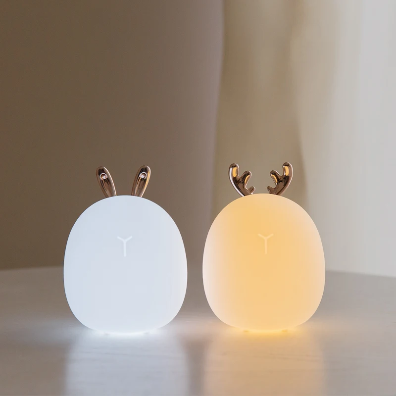 Floating Nightstand With Led Light - Led karton geyik tavşan silikon gece