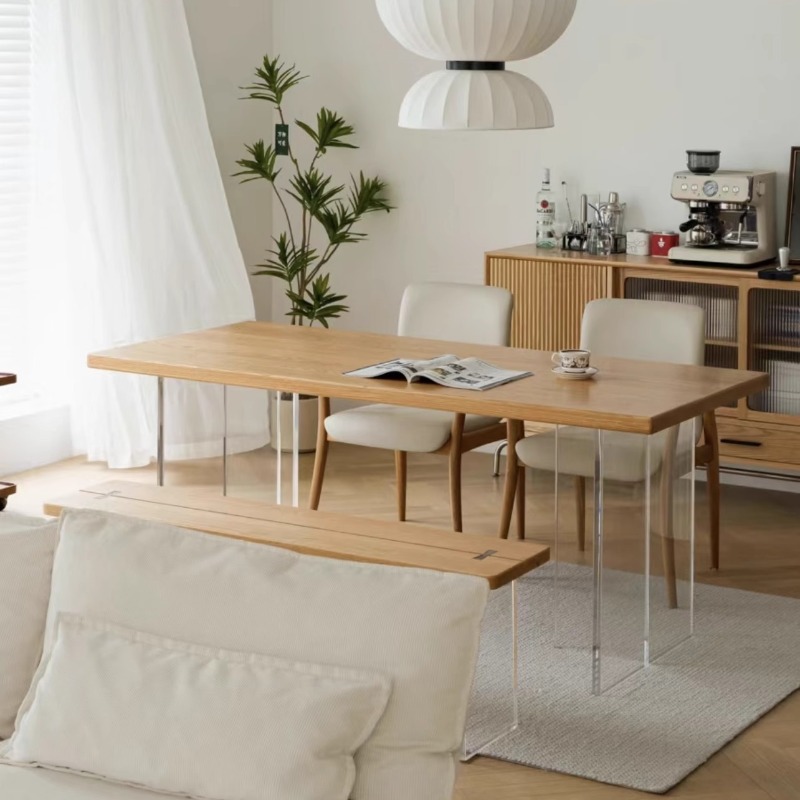 Bedroom Furniture - İtalyan Akrilik Masif Ahşap Yüzer Masa