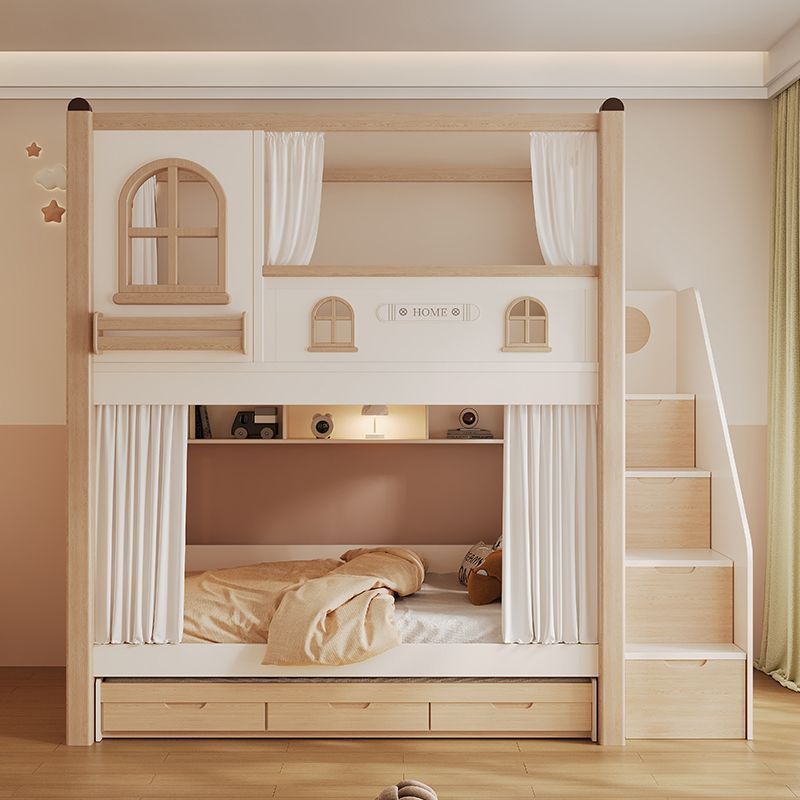 Bunk Bed With Stairs And Slide - Kaydıraklı ve Depolama Merdivenli Çocuk Ranzası,