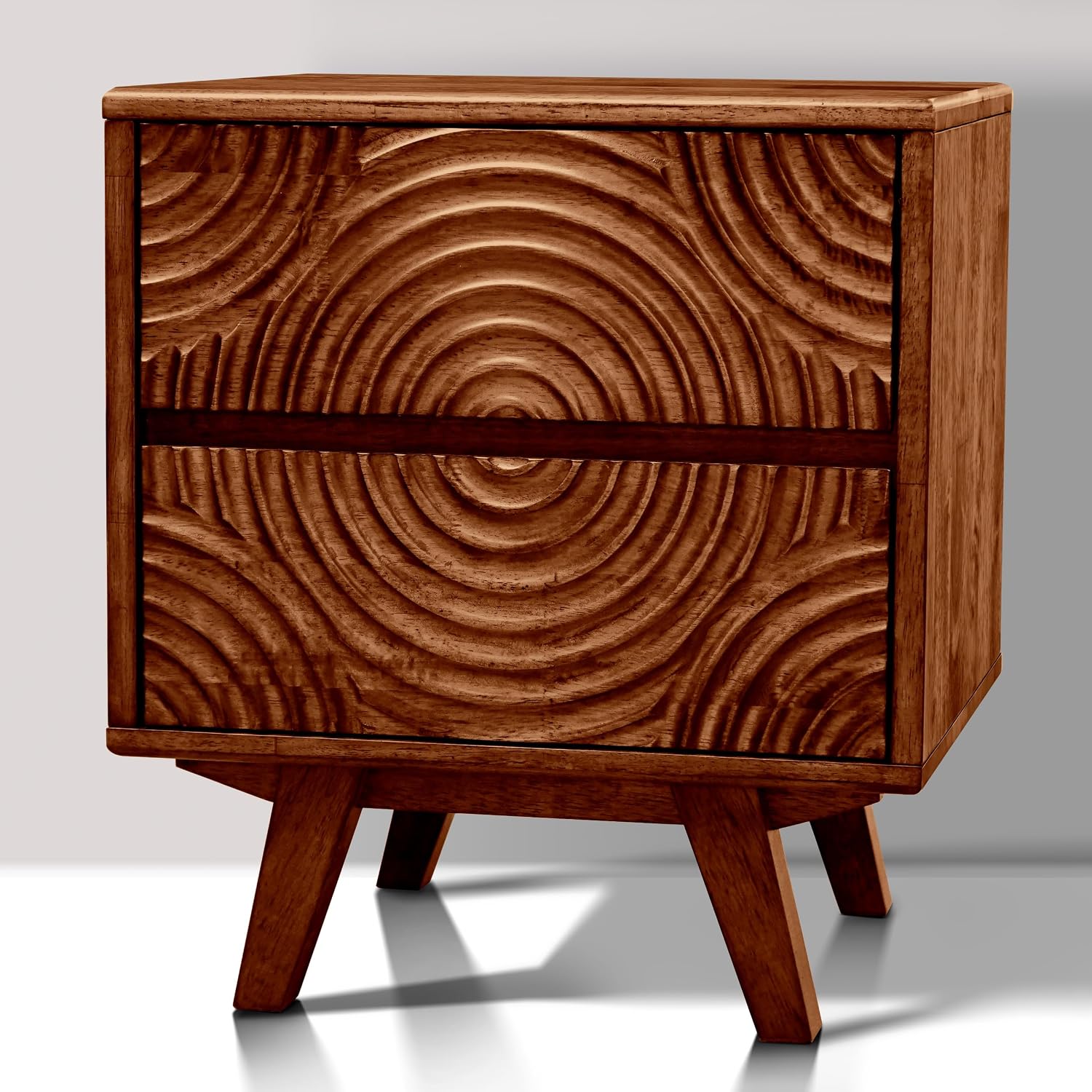 Solid Wood Nightstand 2 Drawers - Akasya Masif Ahşap 2 Çekmeceli Komodin,
