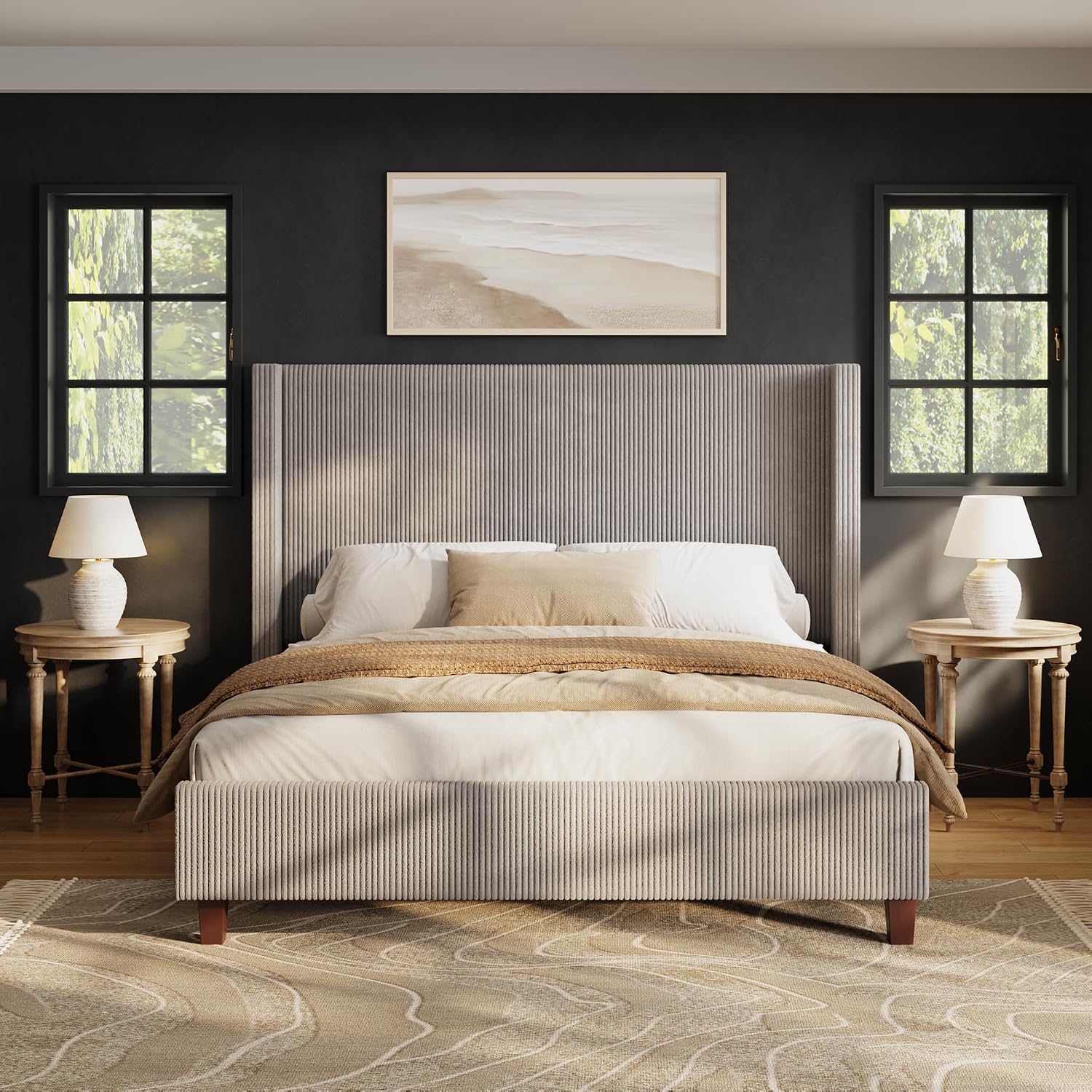 50,8 İnç Kadife Kanatlı Başlık - Canopy Bed Frame Metal Queen incelemesi ve fiyatı