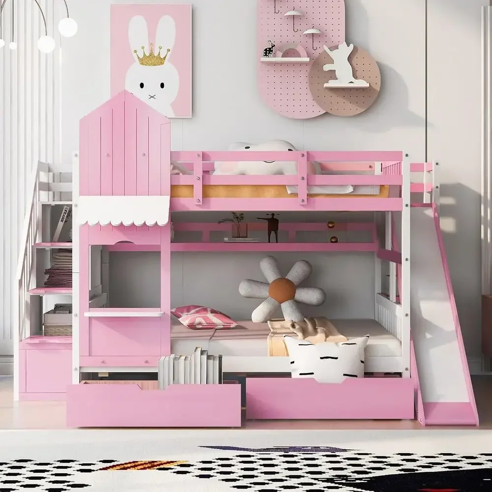 Kız ve Erkek Çocuklar İçin Mer - Bunk Bed With Stairs And Slide incelemesi ve fiyatı