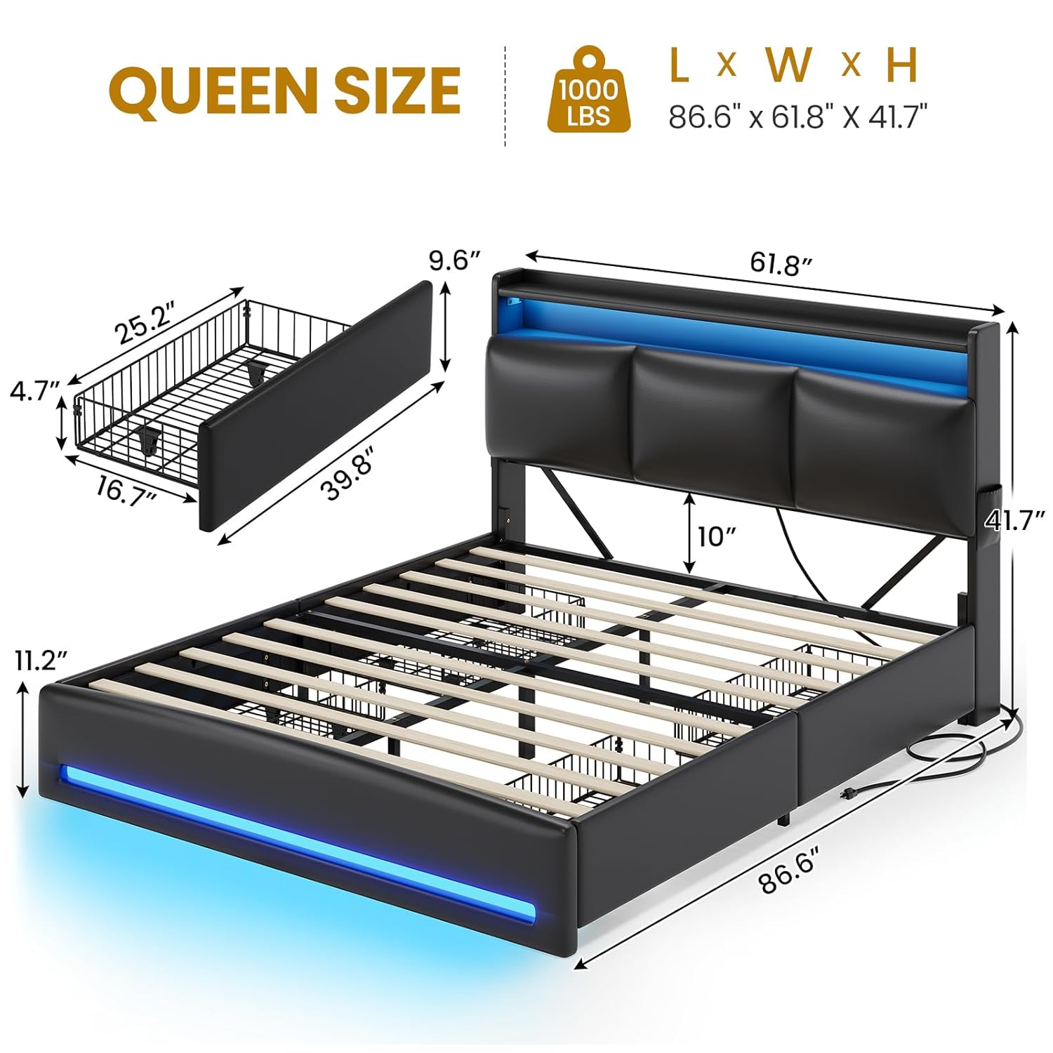 Depolama Alanlı Başlıklı ve Şa - Canopy Bed Frame Metal Queen incelemesi ve fiyatı